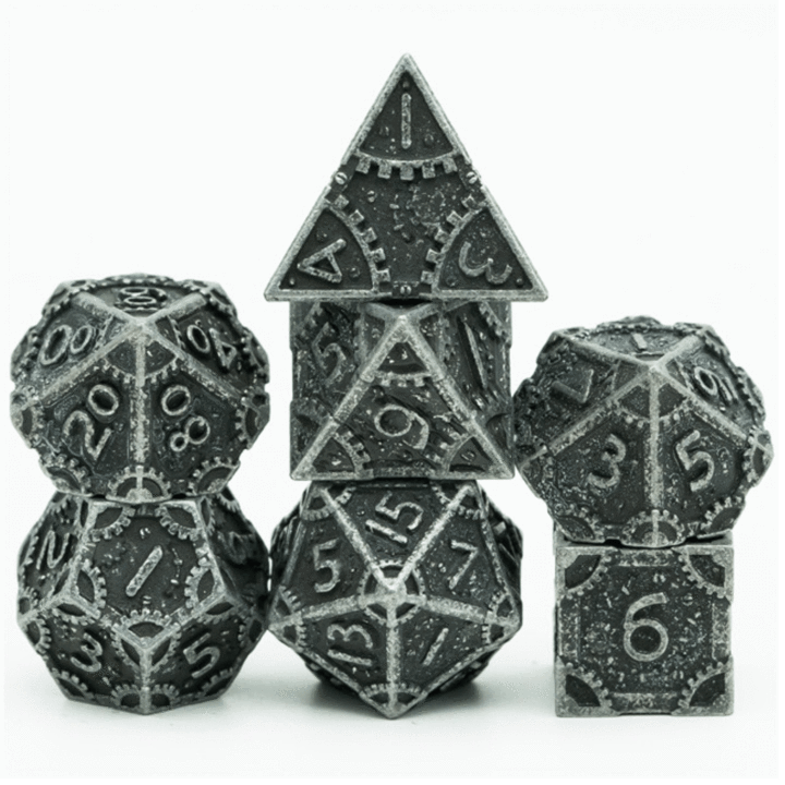 SteamPunk Stained Black RPG Metal Dice Set