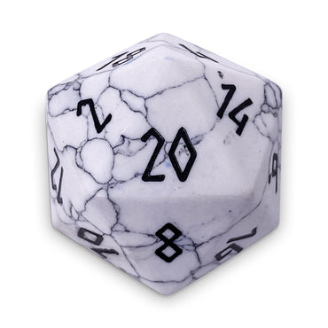 30MM Gemstone D20 Boulder: White Howlite