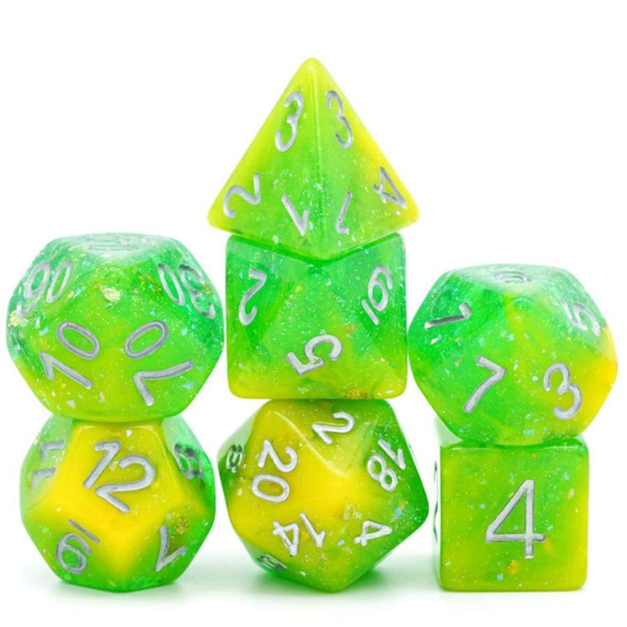 Yellow and Green Seabed Treasure RPG Dice Set