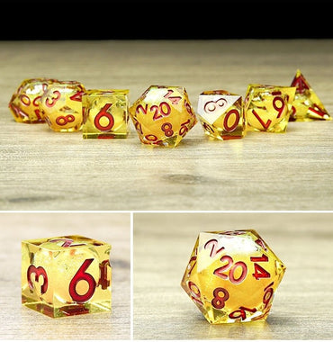 Elixir Dice Set: Yellow with Red Font