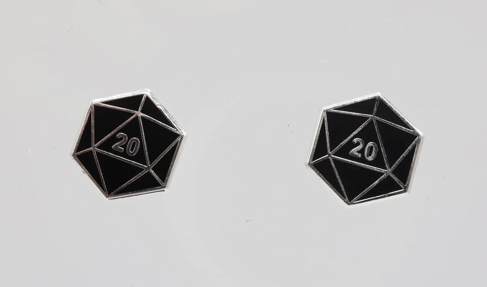 D20 Stud Earrings: Black