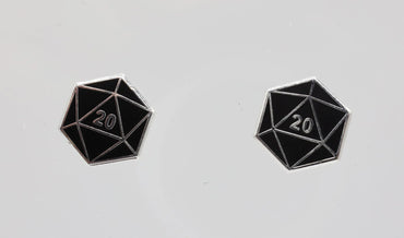 D20 Stud Earrings: Black
