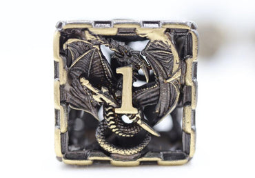 Bronze Chained Dragon Hollow Metal RPG Dice Set