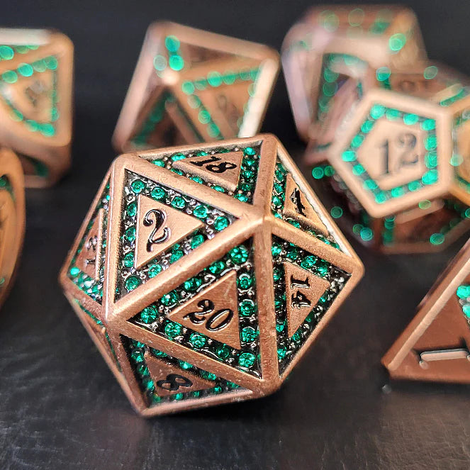 Metal RPG Dice Set: Burnished Emerald