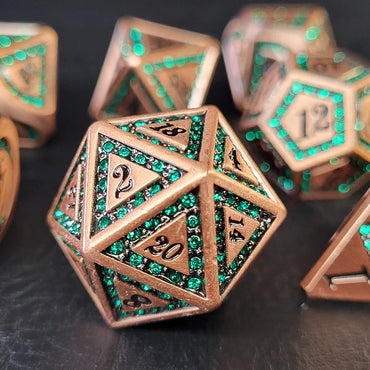 Metal RPG Dice Set: Burnished Emerald