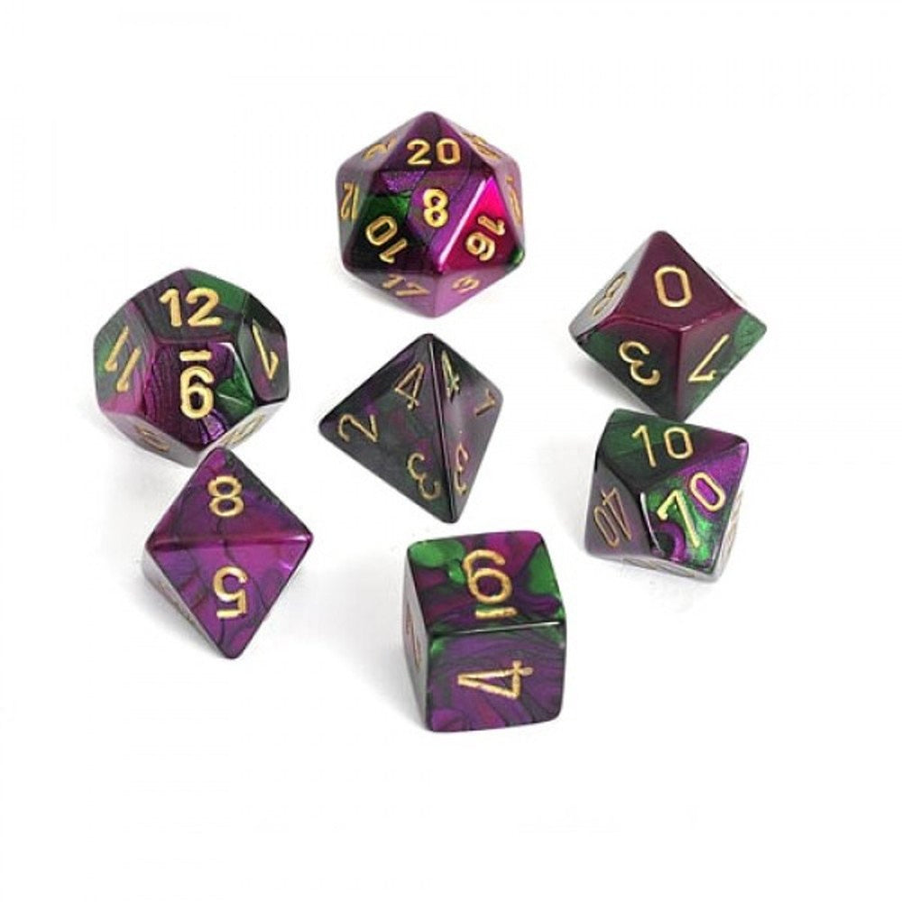Chessex Gemini 7-Die Set: Gemini Green-Purple/Gold