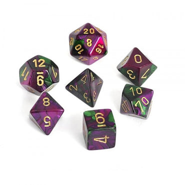 Chessex Gemini 7-Die Set: Gemini Green-Purple/Gold
