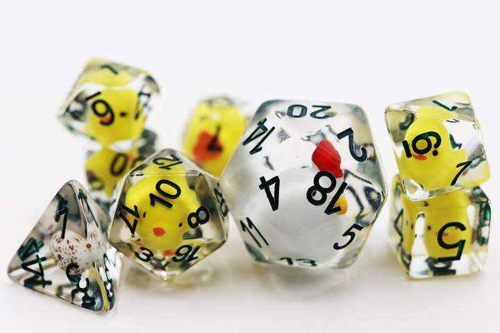 Chicken Farm 8 Piece RPG Dice Set with HUGE D20