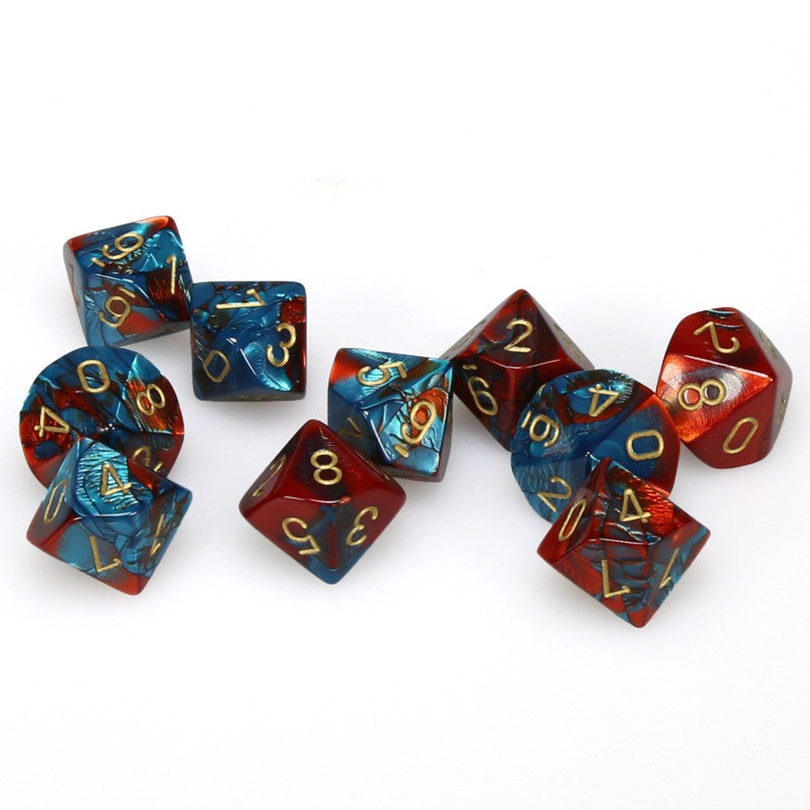 D10 Clamshell - Gemini: Red-Teal/Gold