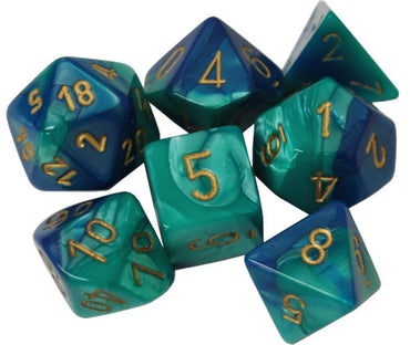 Chessex Gemini 7-Die Set: Blue-Teal/Gold