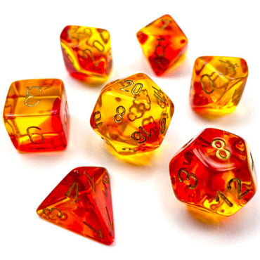 Chessex Gemini 7-Die Set: Translucent Red-Yellow/Gold