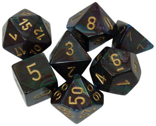 Chessex 7-Die Set: Lustrous Shadow/Gold