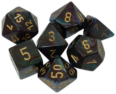 Chessex 7-Die Set: Lustrous Shadow/Gold