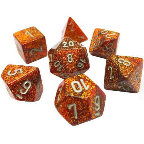 Chessex 7-Die Set: Glitter Gold/Silver
