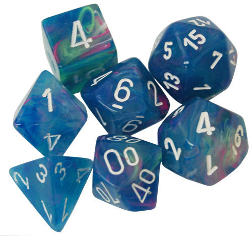 Chessex 7-Die Set: Festive Waterlily/White