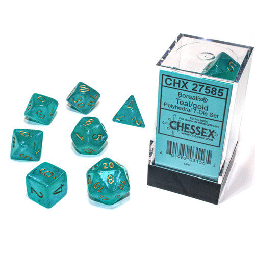 Chessex 7-Die Set: Borealis Teal/Gold