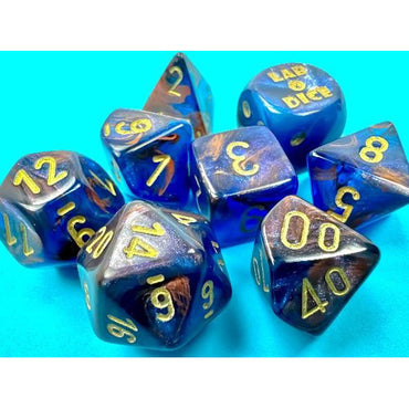 Chessex 7-Die Set: Lab Dice Lustrous Azurite/Gold