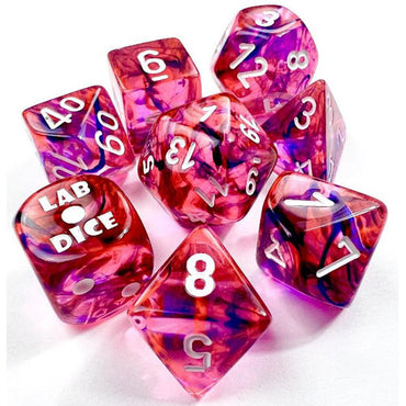 Chessex 7-Die Set: Lab Dice Black Light Special/White