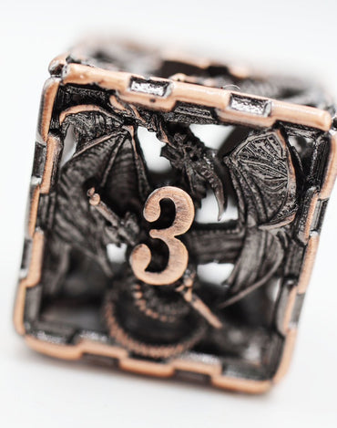 Copper Chained Dragon Hollow Metal RPG Dice Set