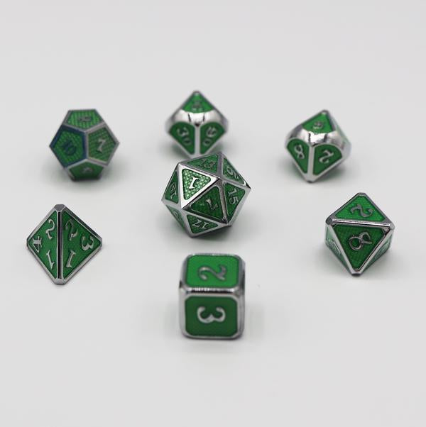 Foam Brain Metal Dice Set: Emerald Mesh