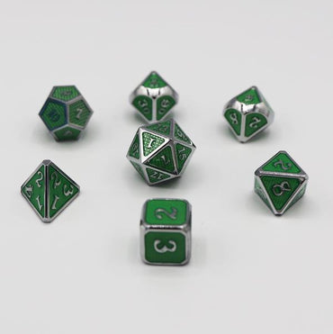 Foam Brain Metal Dice Set: Emerald Mesh