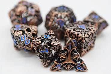 Fleur de Lis: Copper Azul Hollow Metal RPG Dice Set