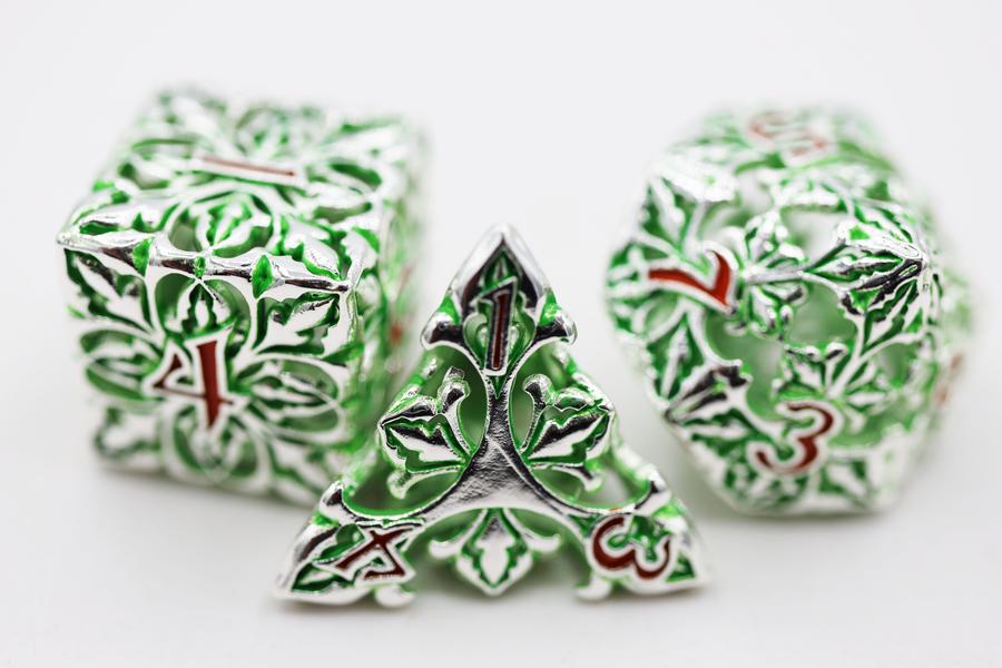 Fleur de Lis: Green Hollow Metal RPG Dice Set