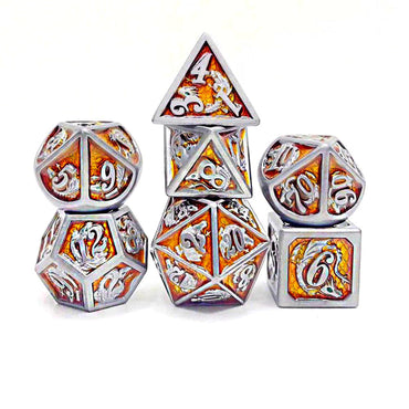 Metal Dragon Dice: Pewter and Orange