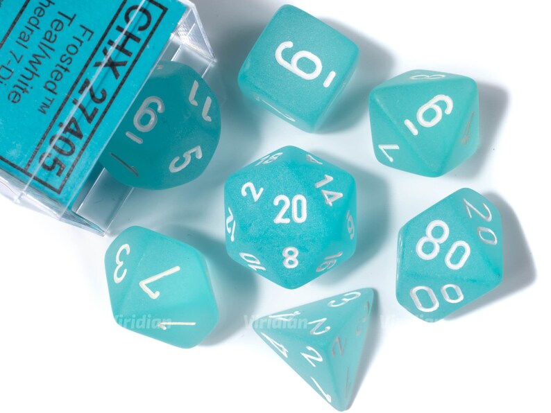 Chessex 7-Die Set: Frosted Teal/White