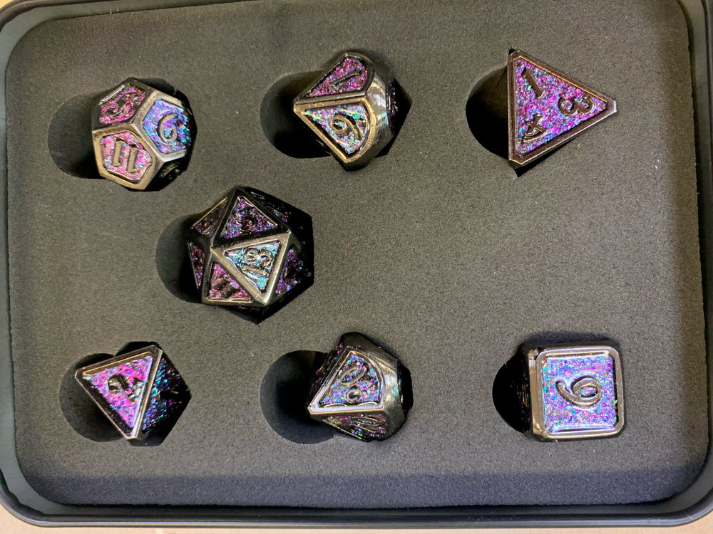 Stained Glass Metal Dice Set: Dark