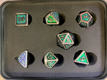 Stained Glass Metal Dice Set: Silver
