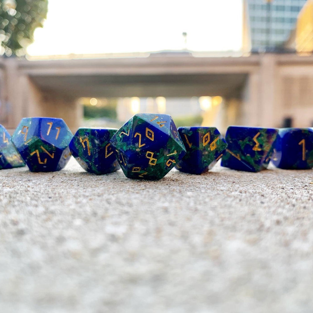 Gemstone Dice: Lapis Malachite Trustone