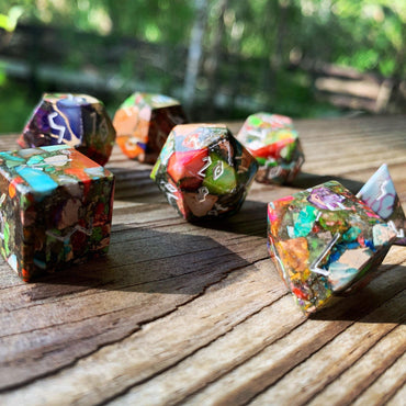 Gemstone Dice: Mardi Gras Imperial Jasper Trustone