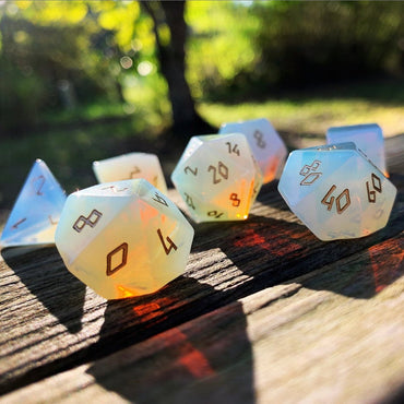 Gemstone Dice: Opalite (Gold Font)