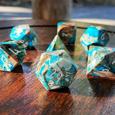 Gemstone Dice: Copper Blue Imperial Jasper Trustone