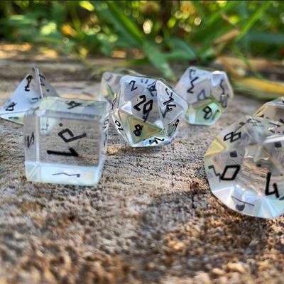 Gemstone Dice: Clear Crystal w/ Black Font
