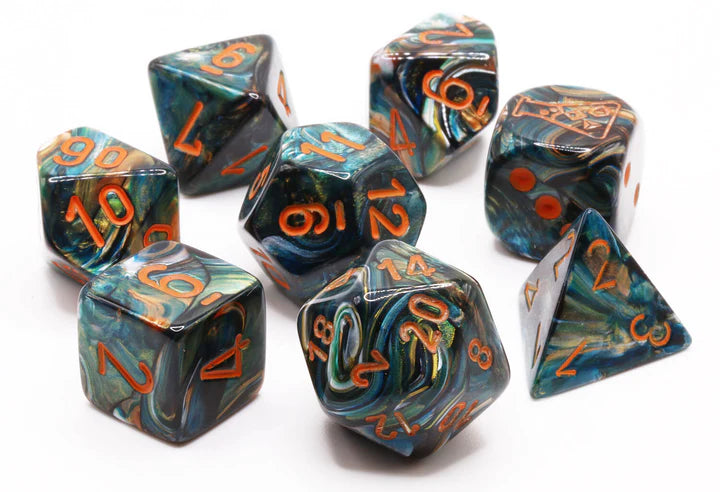 Chessex 7-Die Set: Lab Dice Lustrous Alpestris/Orange