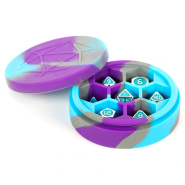Silicone Round Dice Case - Purple/Teal/Grey