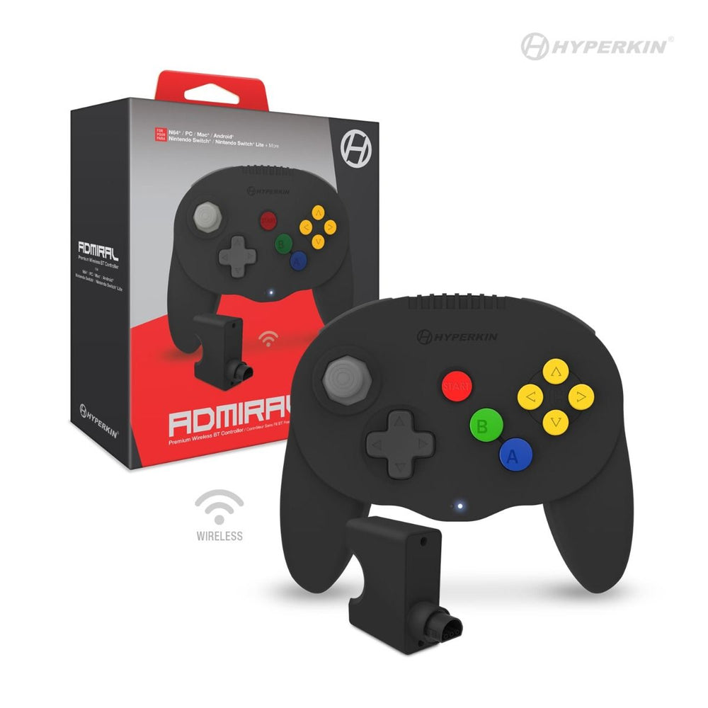 "Admiral" Wireless BT Controller for N64/Switch/PC (Black)