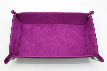 Leatherette & Velvet Dice Tray (Black w/ Magenta Rectangle)