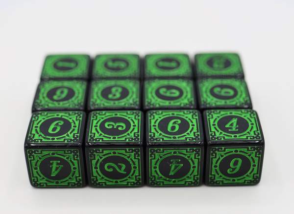 Magic Burst D6 Set - Green - 12 piece D6's