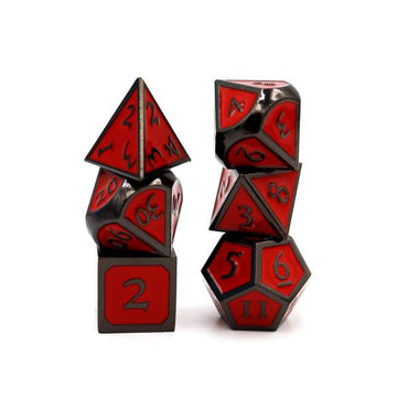 Midnight Metal with Red RPG Dice Set