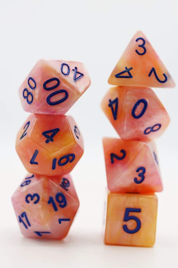 Orange Marble RPG Dice Set