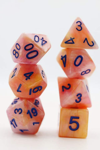Orange Marble RPG Dice Set