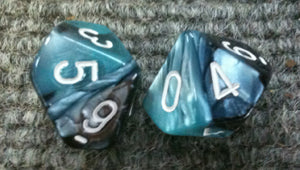 Chessex Gemini 7-Die Set: Gemini Black-Shell/White
