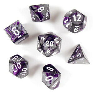 Chessex Gemini 7-Die Set: Gemini Purple-Steel/White