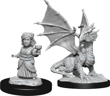 D&D Mini (W13): Silver Dragon Wyrmling & Female Halfling