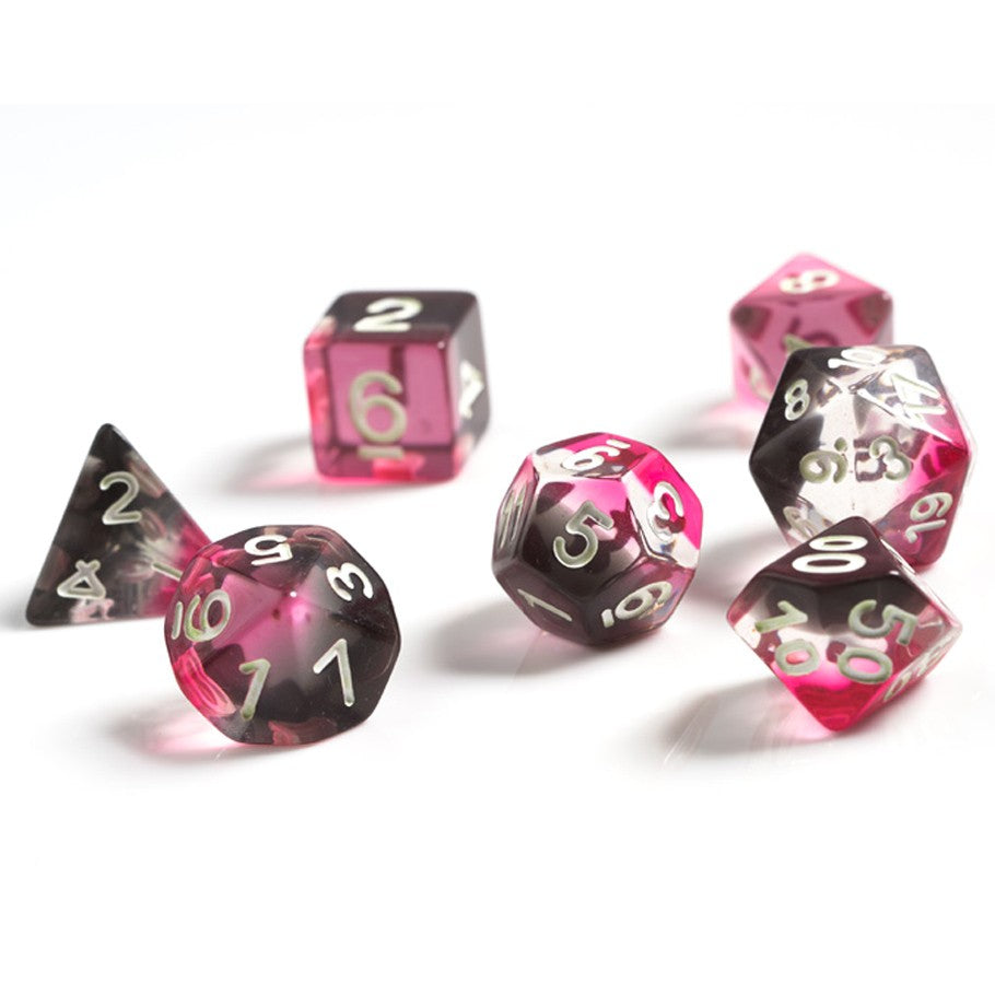 Sirius Dice: Clear, Pink & Black Translucent RPG Set