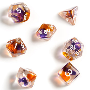 Sirius Dice: Purple, Orange, Clear Transparent RPG Set