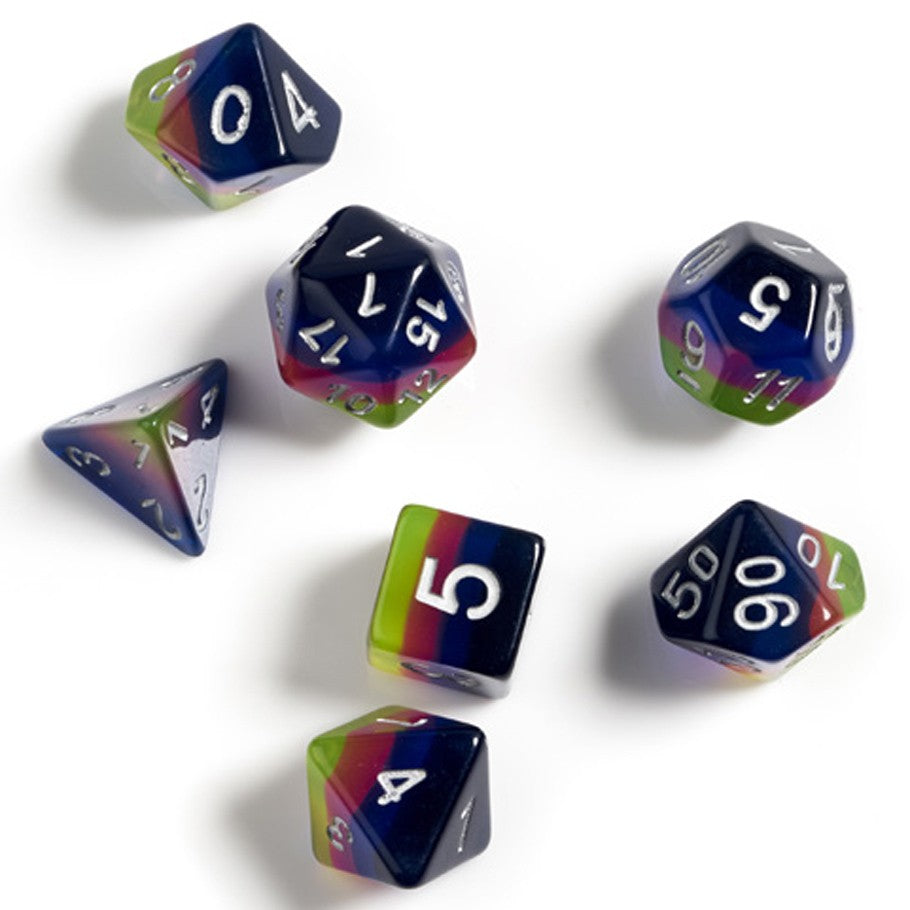 Sirius Dice: Pink, Green, & Blue Semi-Transparent RPG Set